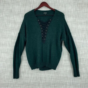 Express Womens Size Medium long sleeve sweater v-neck wool mohair blend 0585